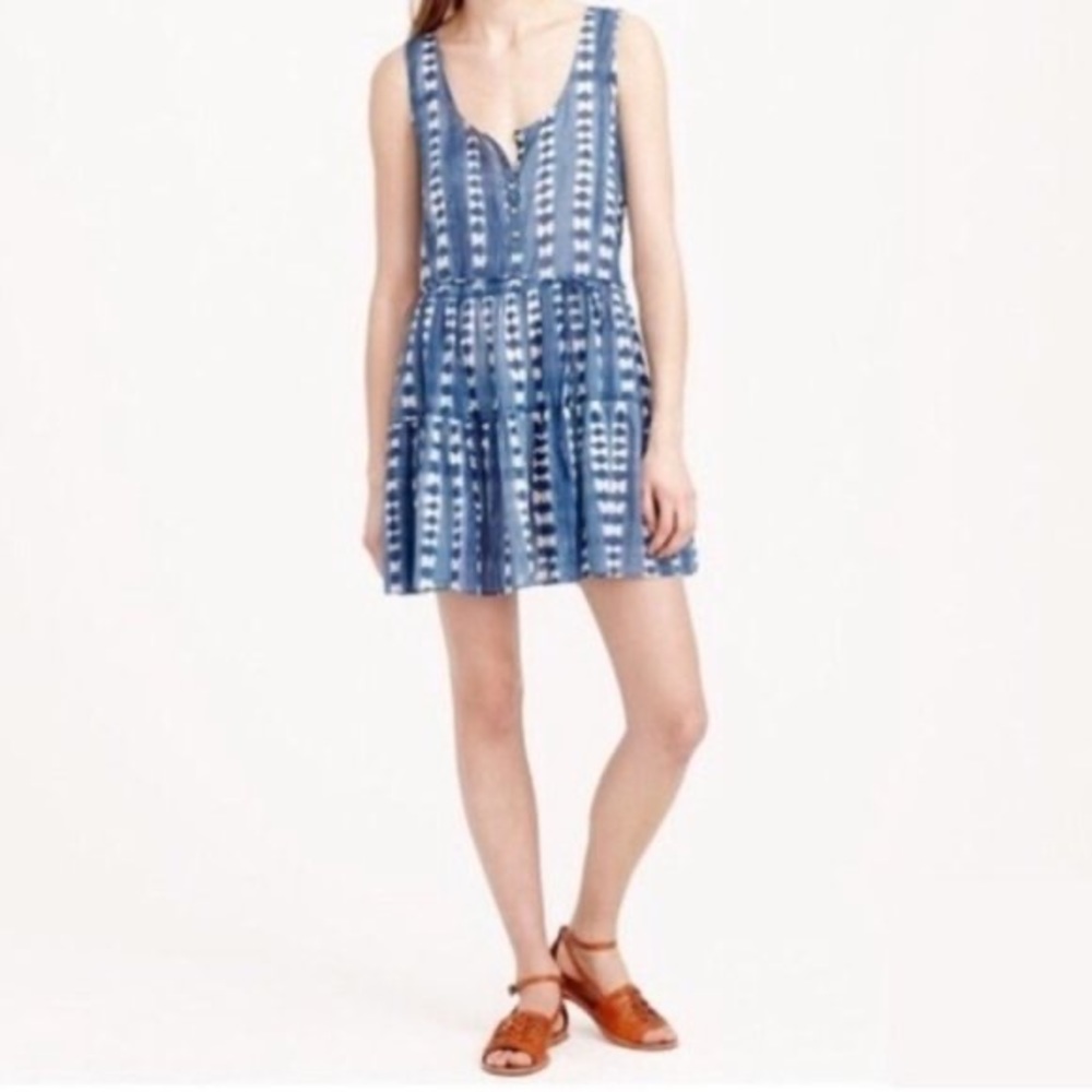 J.Crew Henley indigo tie dye dress